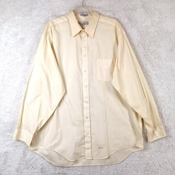 Enro Mens Dress Shirt‎ Light Yellow Button Down Classic Pocket 18 Tall - Picture 1 of 11